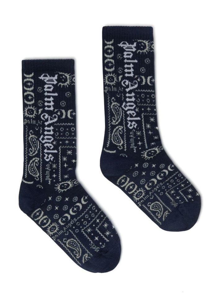 Calzini bambino blu/bianchi PBRA005S24KNI001 4603 PALM ANGELS KIDS 