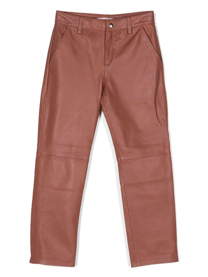 Pantaloni bambina rosso mattone
