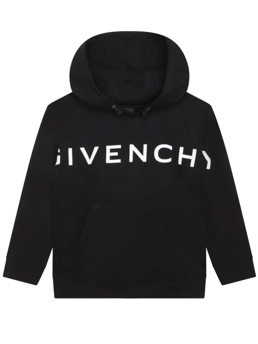 Felpa nera bambino con stampa bianca e cappuccio H25474 09B Givenchy Kids 