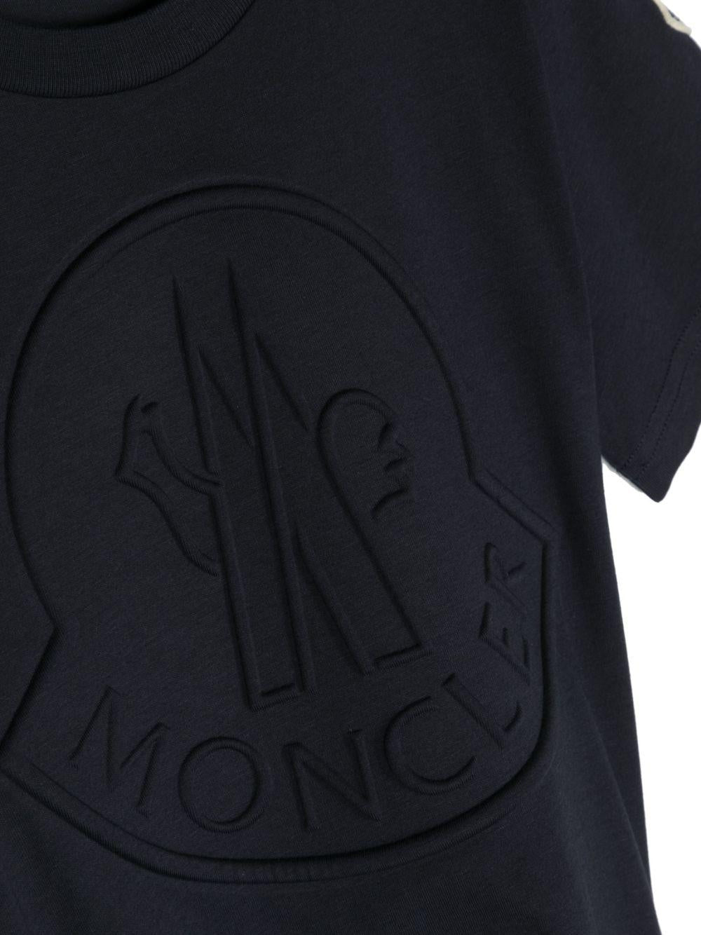Maglia blu,con logo frontale 8C0001283907 778 Moncler Kids 