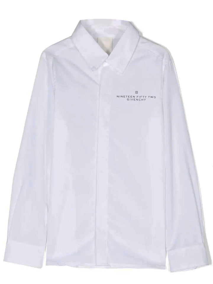 Camicia bianca bambino con stampa nera H25468 10P Givenchy Kids 