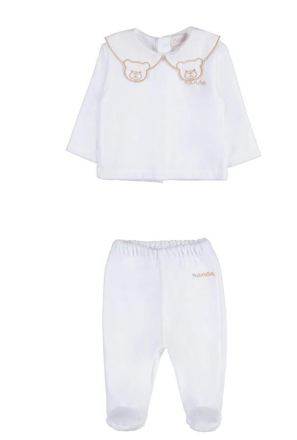 tutina 2pz bianca neonato CON057 BIANCO Nanan 