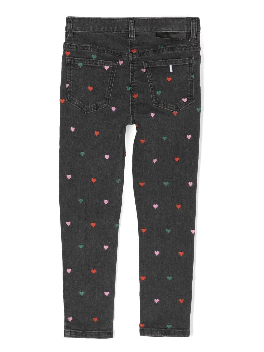 Pantaloni jeans grigio antracite bambina con ricamo