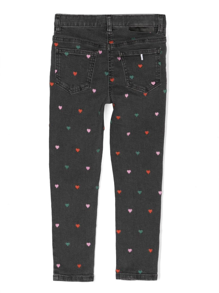Pantaloni jeans grigio antracite bambina con ricamo