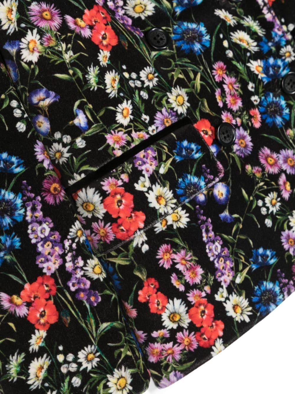 Giacca nera e multicolor bambina tema floreale