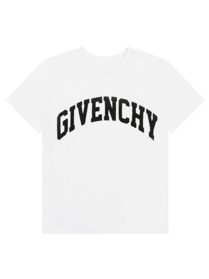T-shirt bianca bambino con stampa nera<BR/> H25460 10P Givenchy Kids 