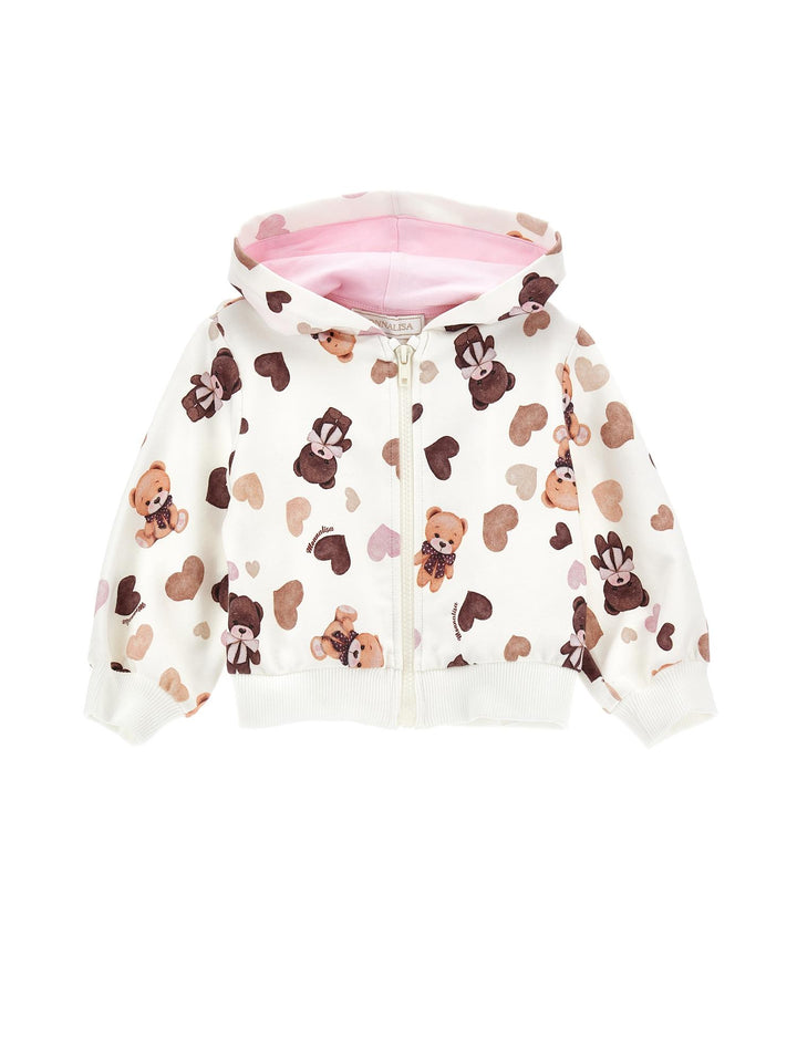 Felpa bianca neonata con stampa 39B8022071 0029 Monnalisa kids 