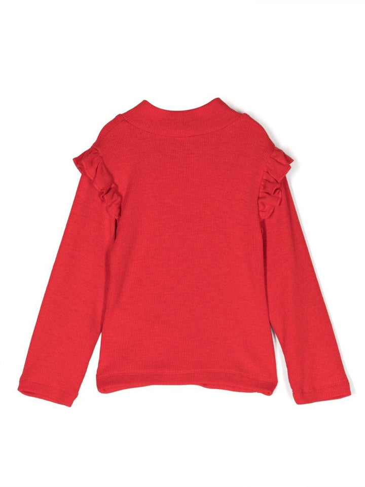 T-shirt rossa neonata con ruches e maniche lunghe