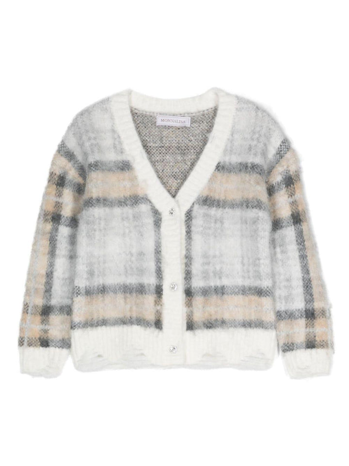 Cardigan bianco/sabbia/nero bambina