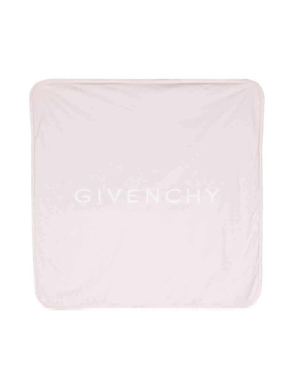 Coperta rosa neonata con logo bianco stampato H90180 44Z Givenchy Kids 