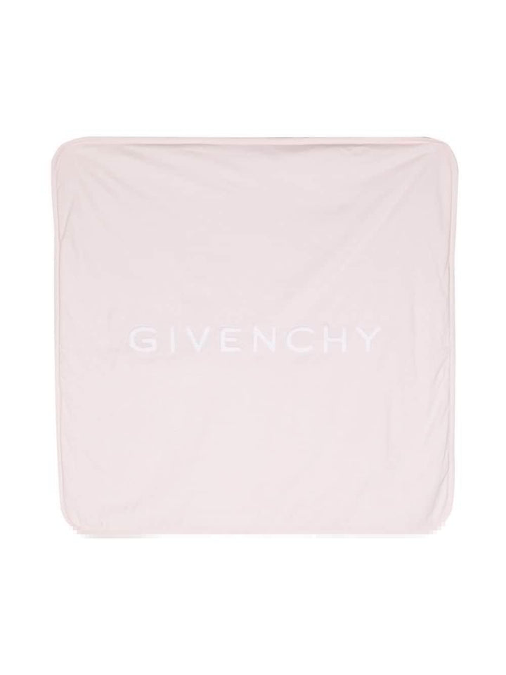 Coperta rosa neonata con logo bianco stampato H90180 44Z Givenchy Kids 