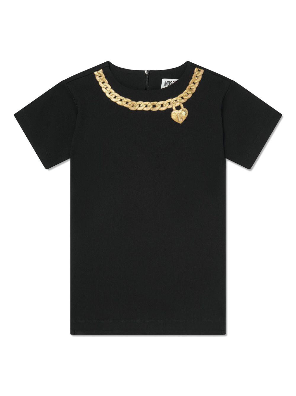 Abito nero/oro bambina HDV0ERLJA14 60100 MOSCHINO KIDS 
