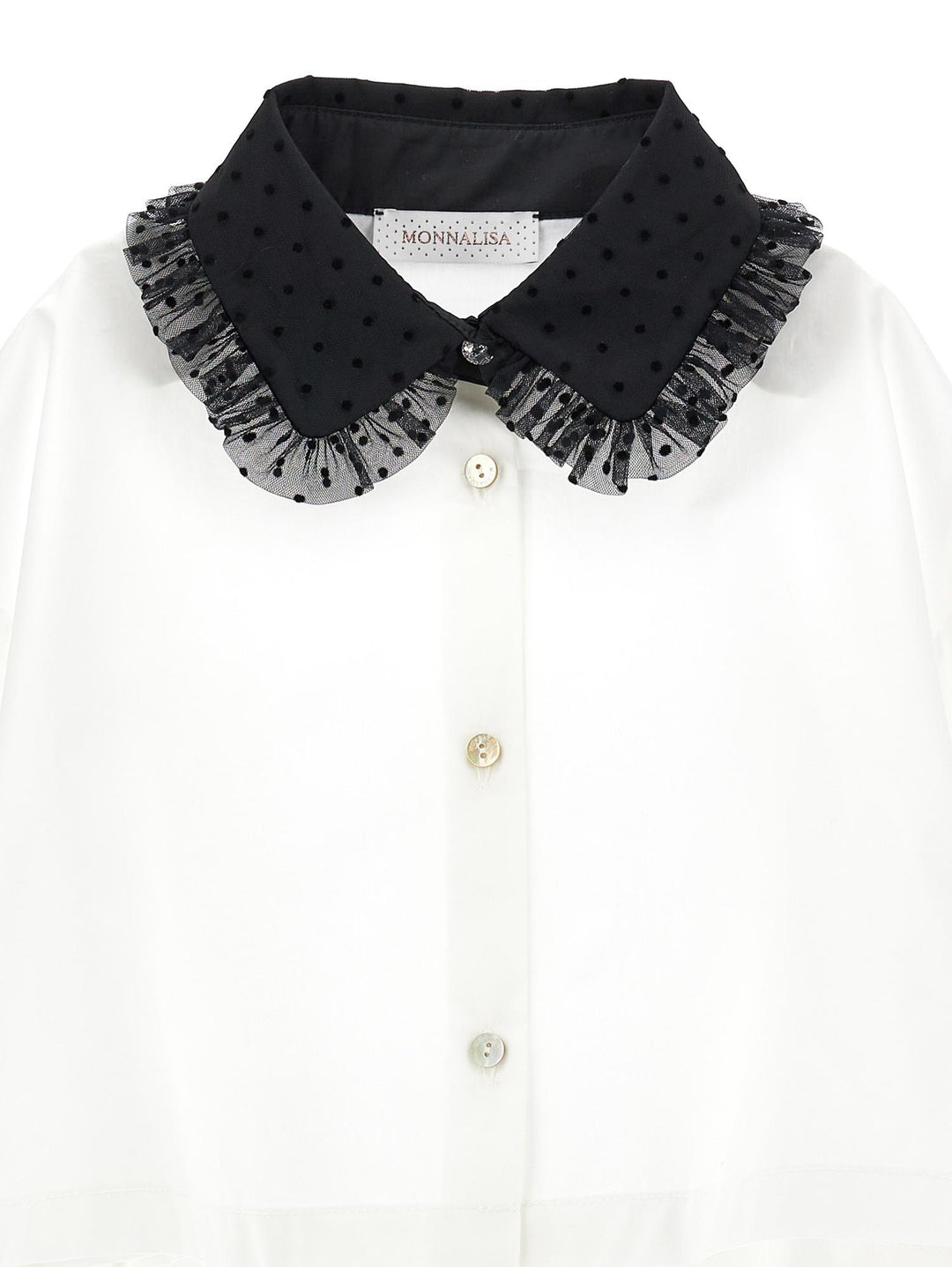Camicia bianca con collo nero bambina 71B3002117 0150 Monnalisa kids 