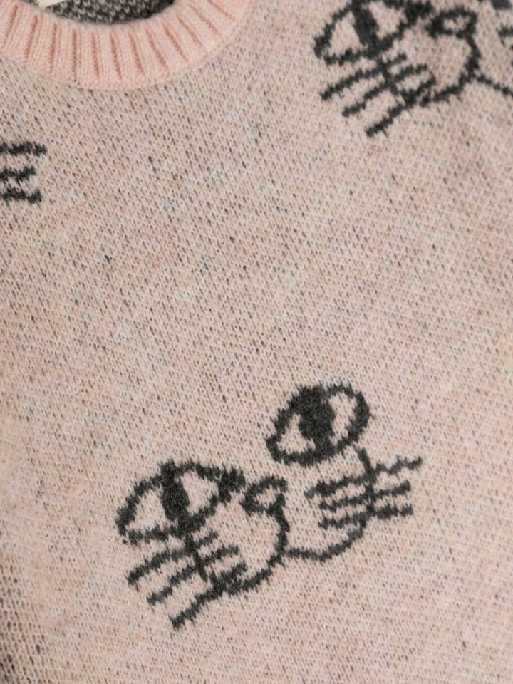 Maglione rosa pastello bambina con logo ricamato