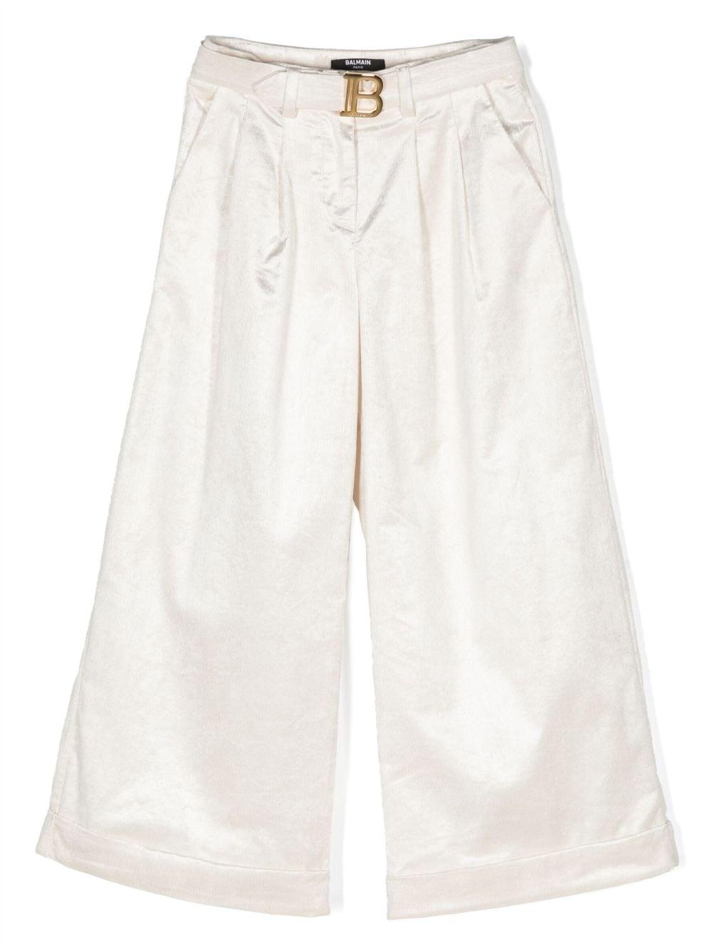 Pantalone bianco bambina a coste