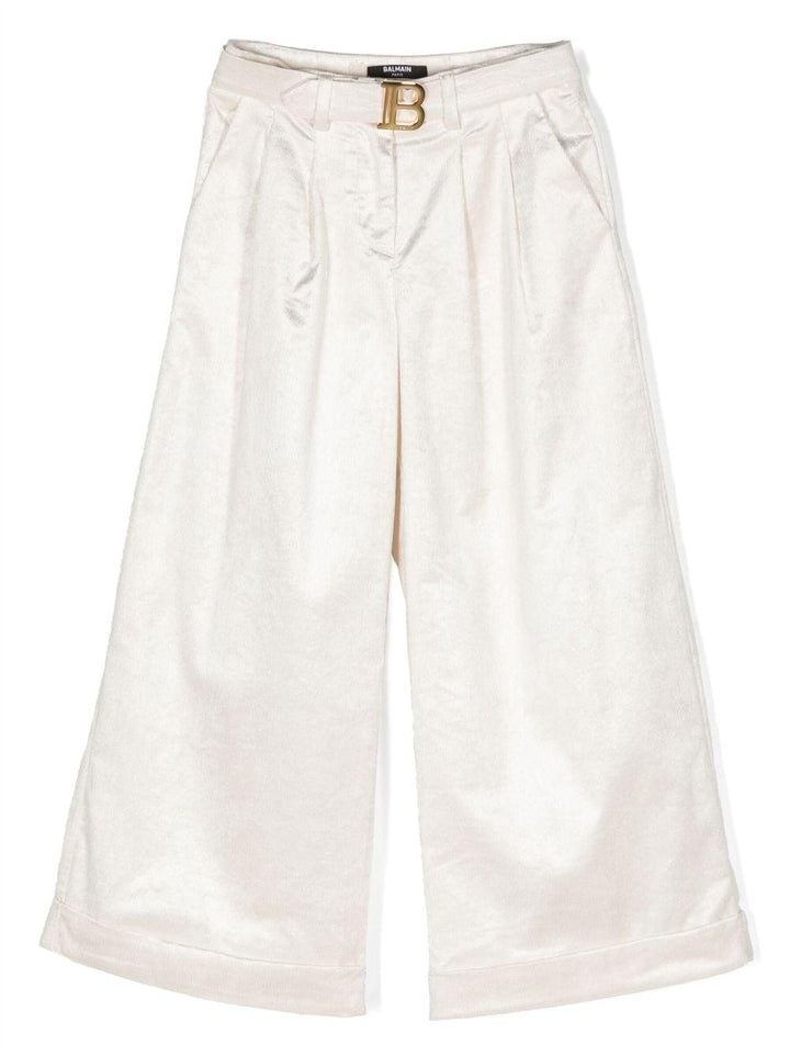 Pantalone bianco bambina a coste