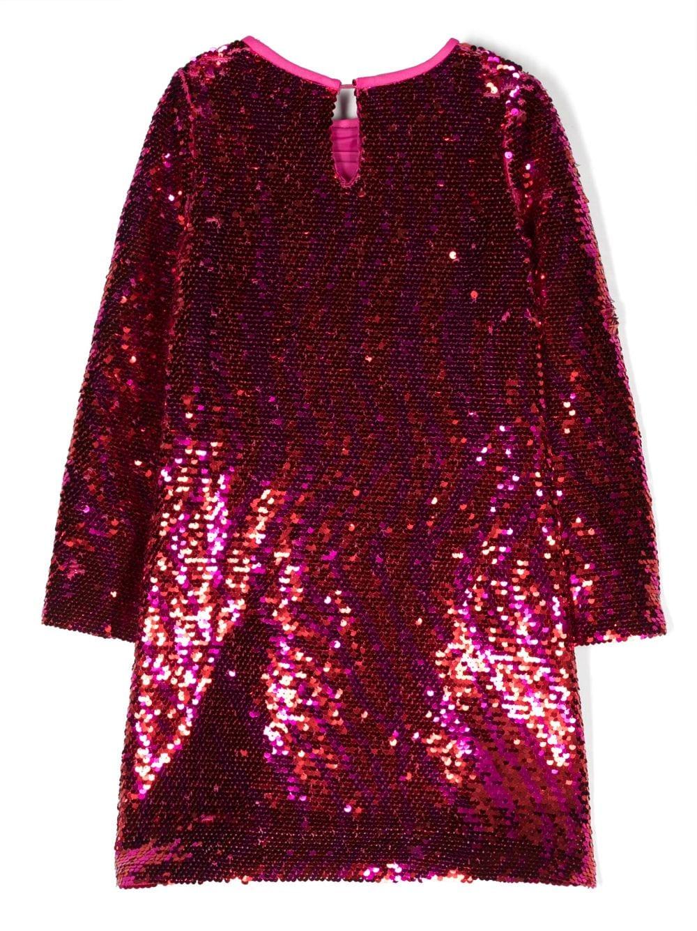 Abito rosso sangue e fucsia con paillettes bambina