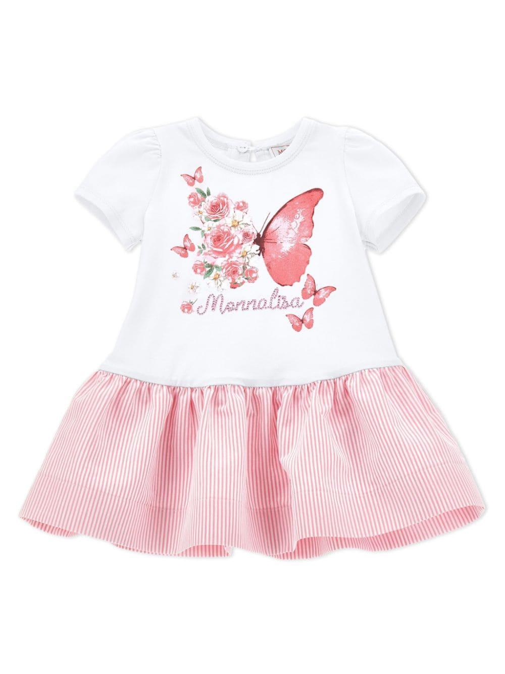 Abito bianco/rosa neonata 31C9023201 0099 Monnalisa kids 