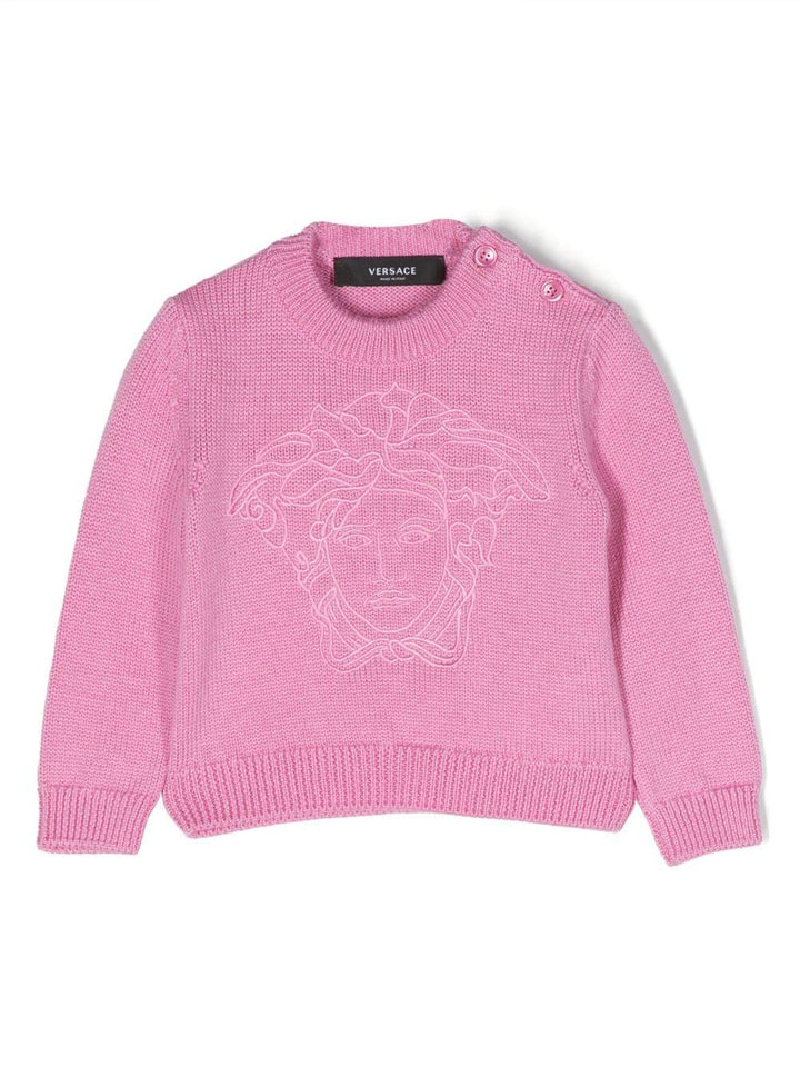 Maglia rosa neonata con ricamo