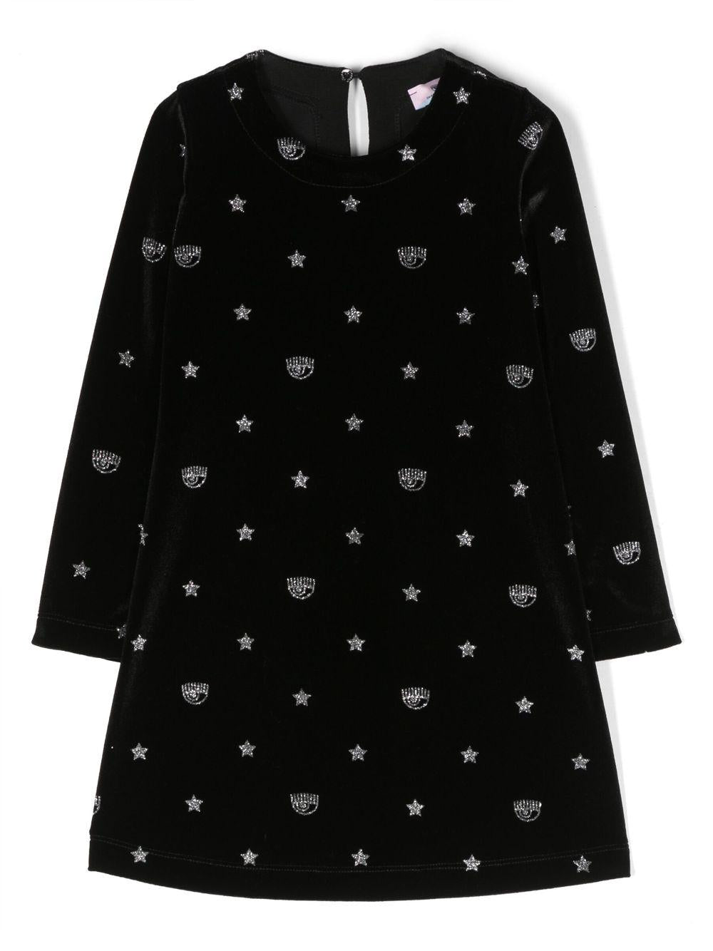 Abito nero bambina con applicazione