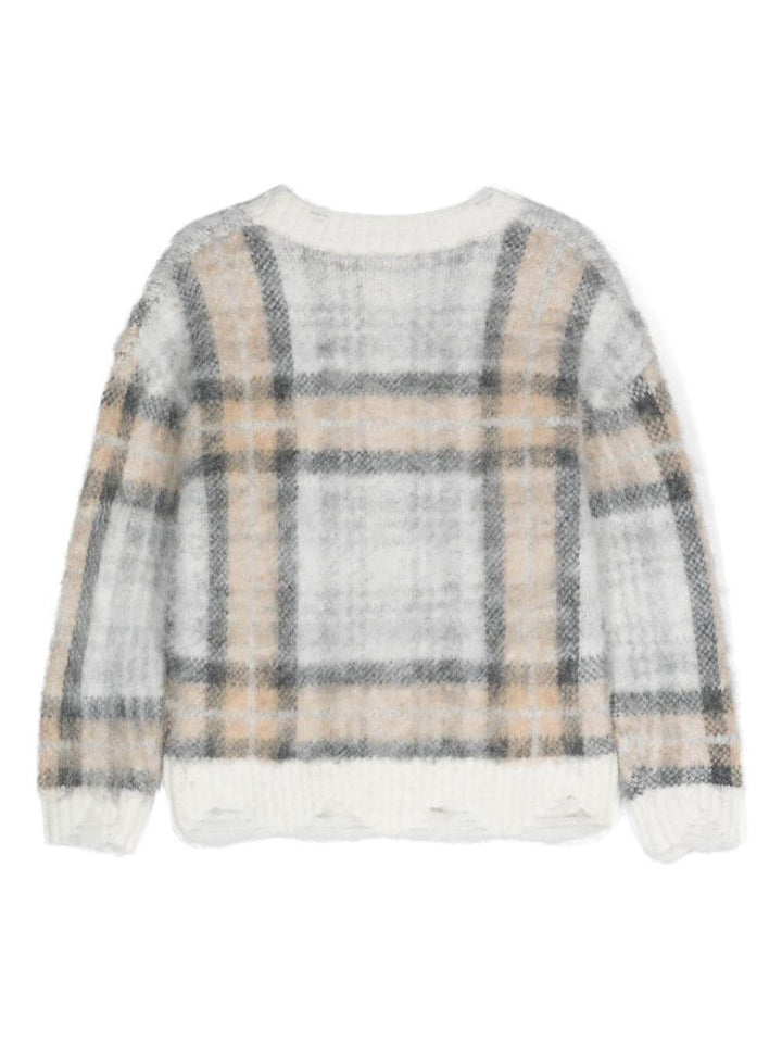 Cardigan bianco/sabbia/nero bambina