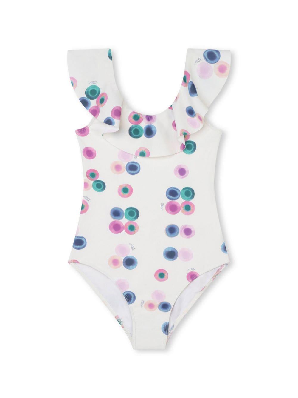 Costume bianco/multicolor bambina