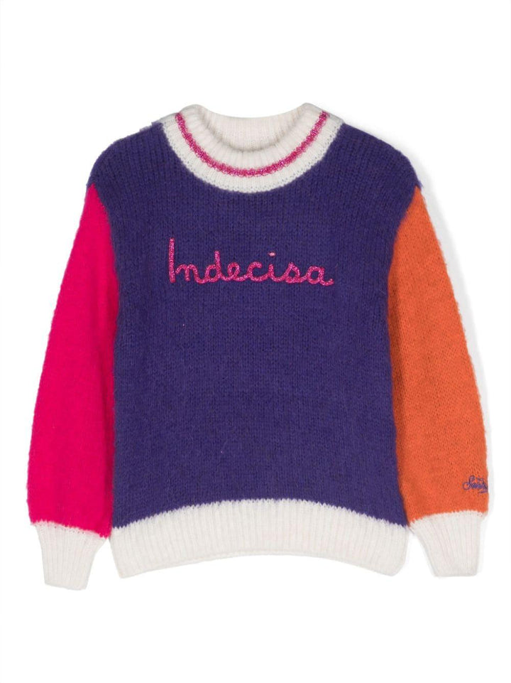 Maglione blu/ multicolor bambina