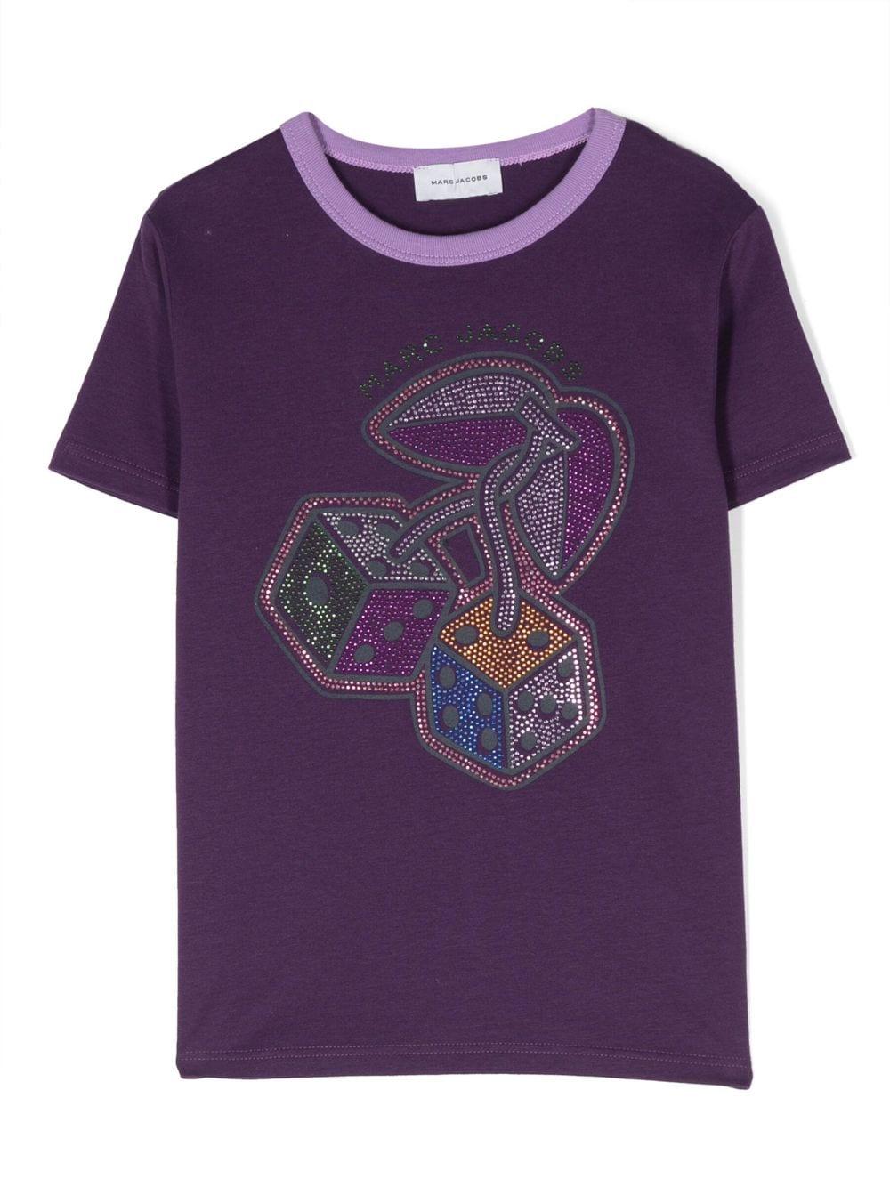 T-shirt viola bambina con applicazioni W15669 923 Marc Jacobs Kids 