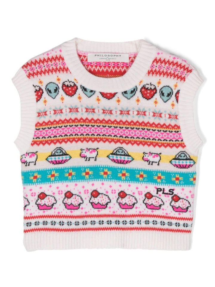 Gilet multicolor bambina