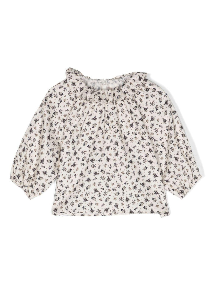 Camicia bianca e multicolor neonata con stampa a fiori