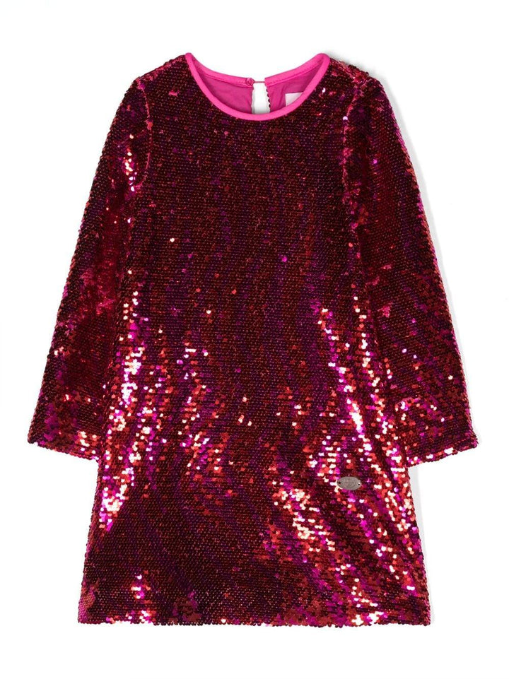 Abito rosso sangue e fucsia con paillettes bambina