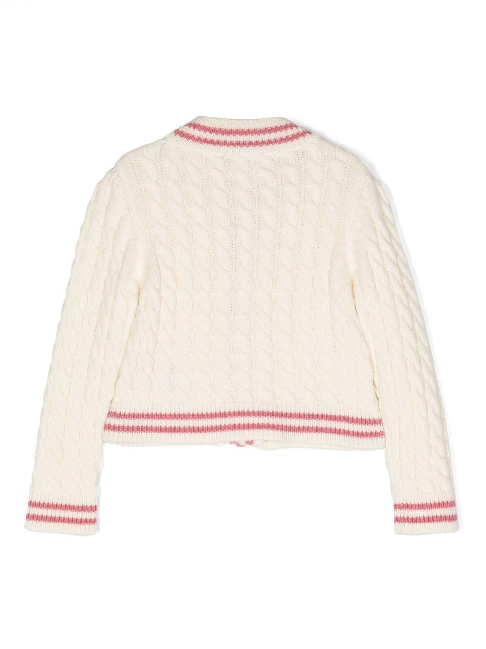 Cardigan avorio/rosa bambina