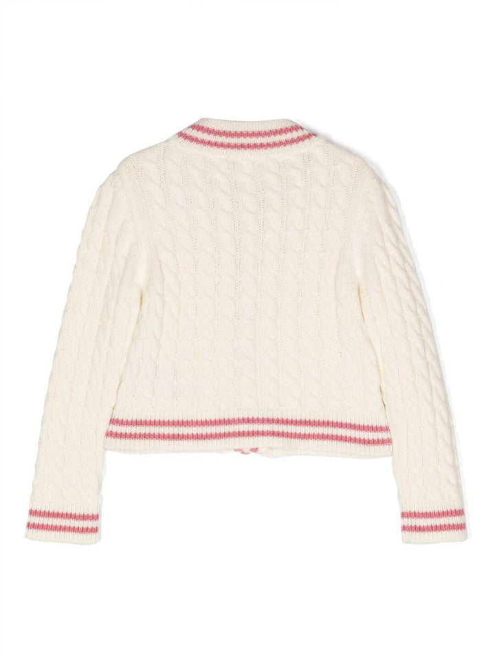 Cardigan avorio/rosa bambina