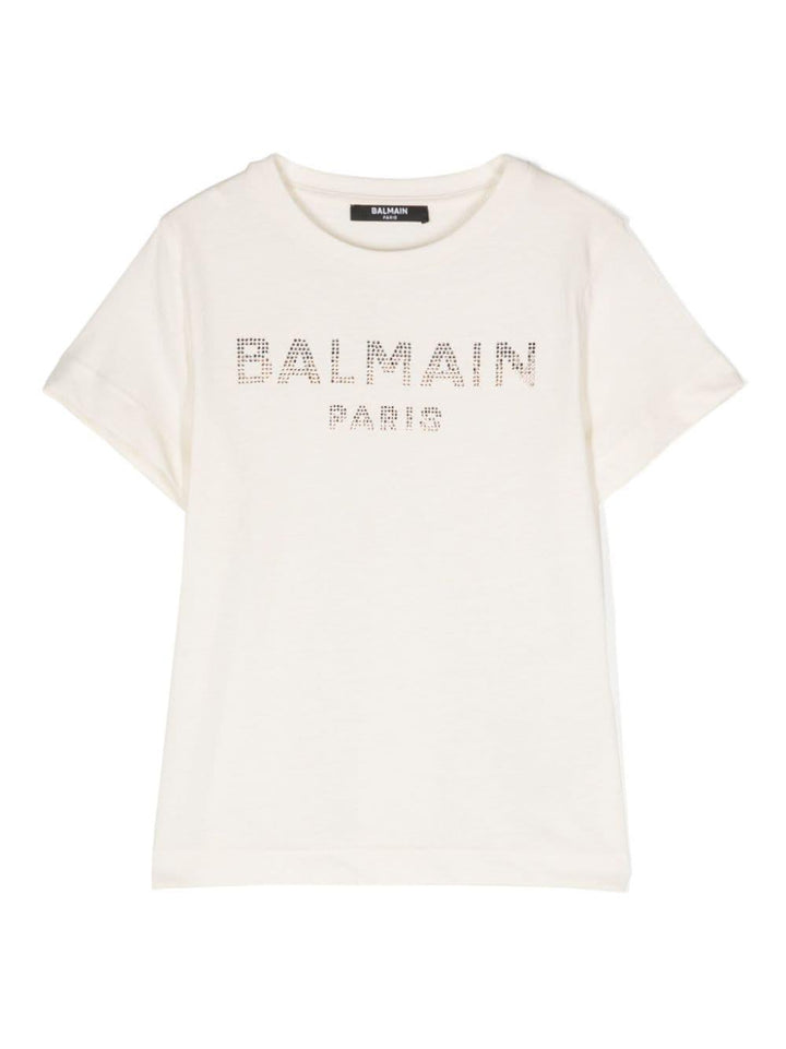 T-shirt bianco opaco bambina con logo