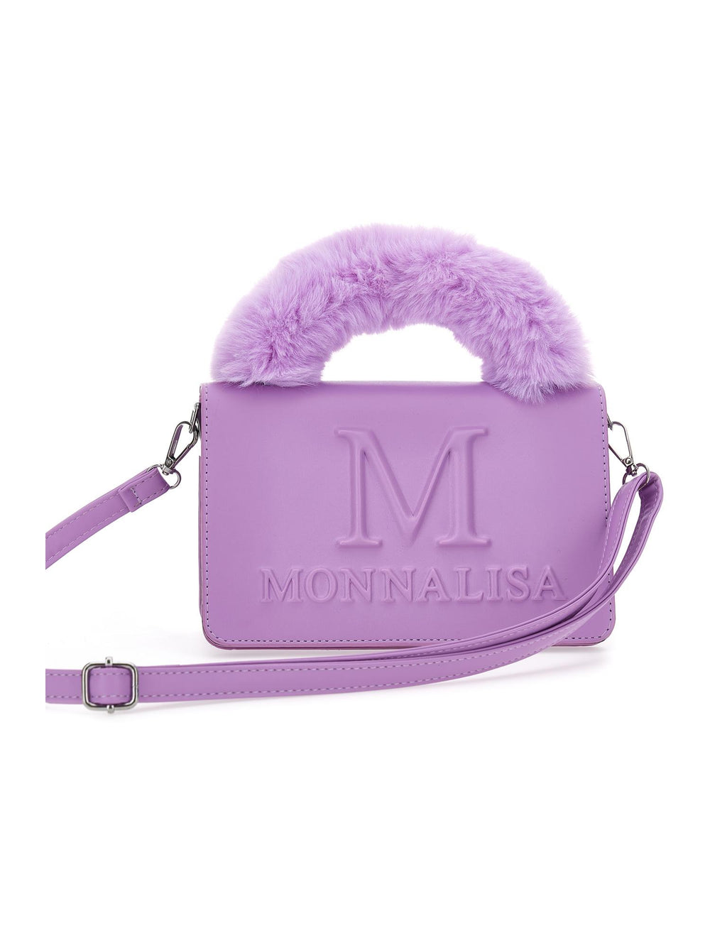 Borsa lilla bambina a spalla con logo goffrato 17B0112755 0065 Monnalisa kids 