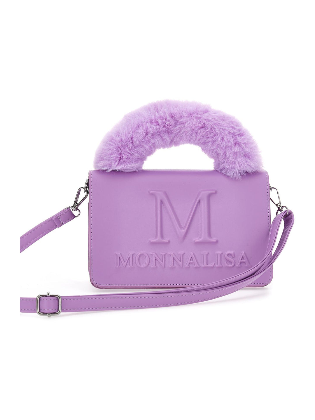 Borsa lilla bambina a spalla con logo goffrato 17B0112755 0065 Monnalisa kids 