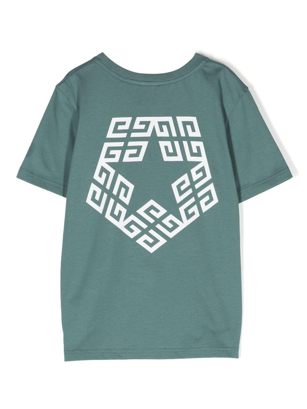 T-shirt verde bambino con stampa bianca H25447 630 Givenchy Kids 