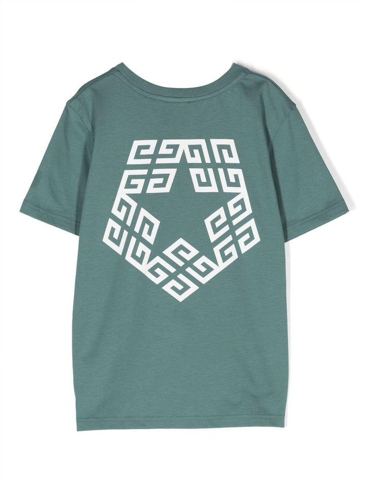 T-shirt verde bambino con stampa bianca H25447 630 Givenchy Kids 