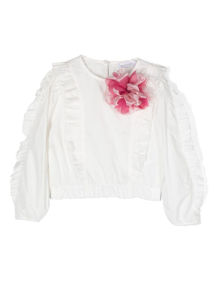 Blusa bianca bambina con ruches