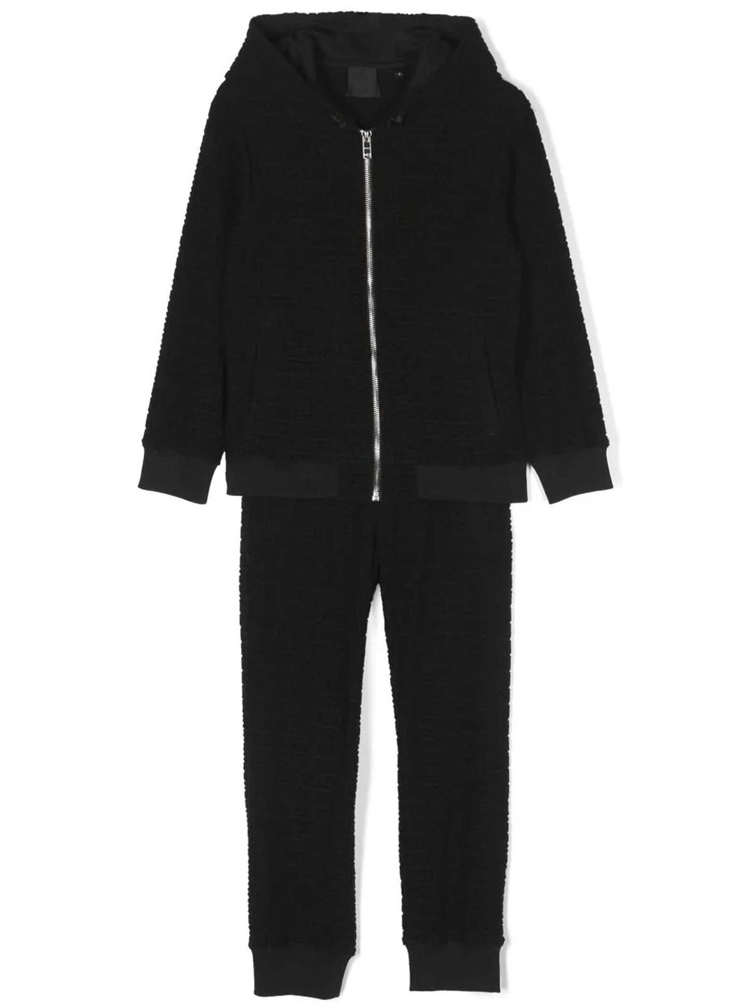 Completo sportivo nero bambino con felpa con cappuccio e zip e pantalone H28015 09B Givenchy Kids 