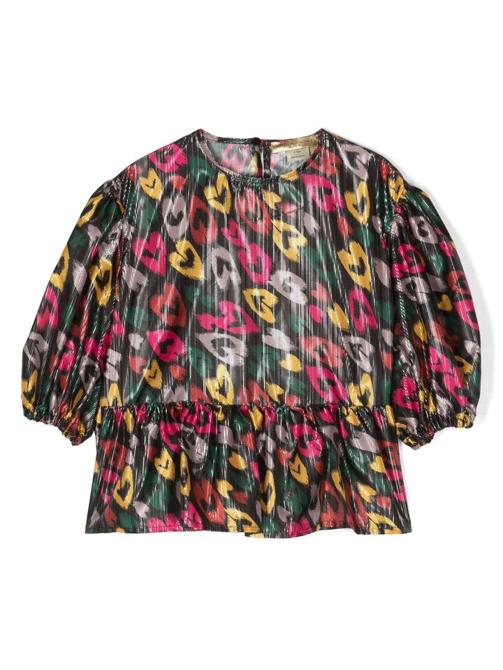 T-shirt nero e multicolor bambina con stampa