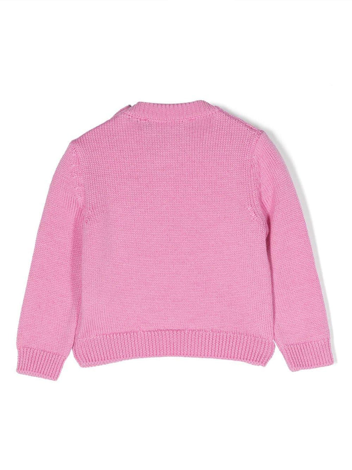 Maglia rosa neonata con ricamo