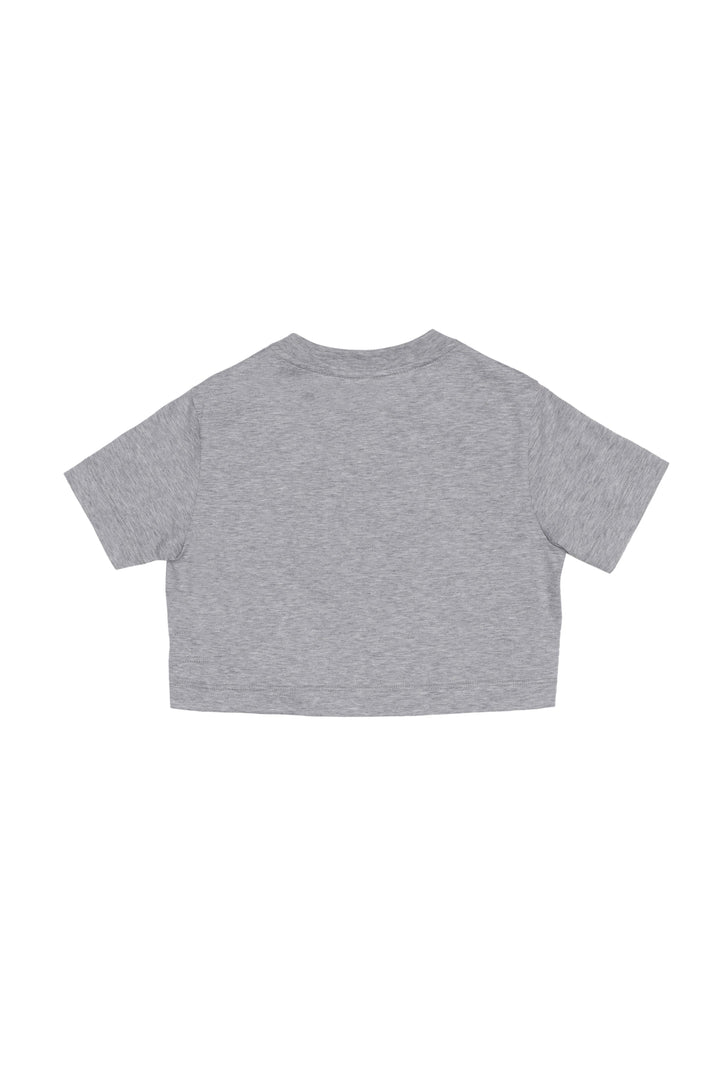 Maglietta grigia bambina,logo giallo