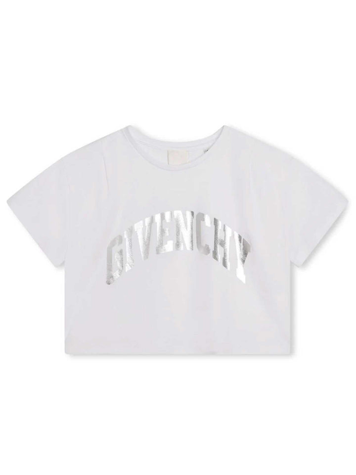 T-shirt bianca bambina con stampa argento H15333 10P Givenchy Kids 