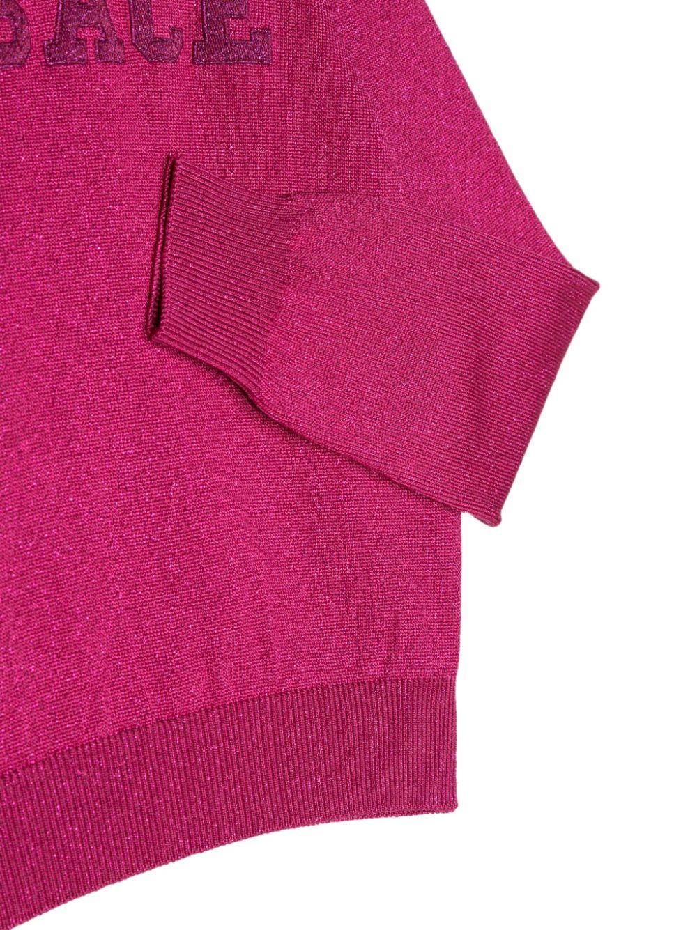 Maglione fucsia  bambina con logo 10114351A08413 1PP80 VERSACE 