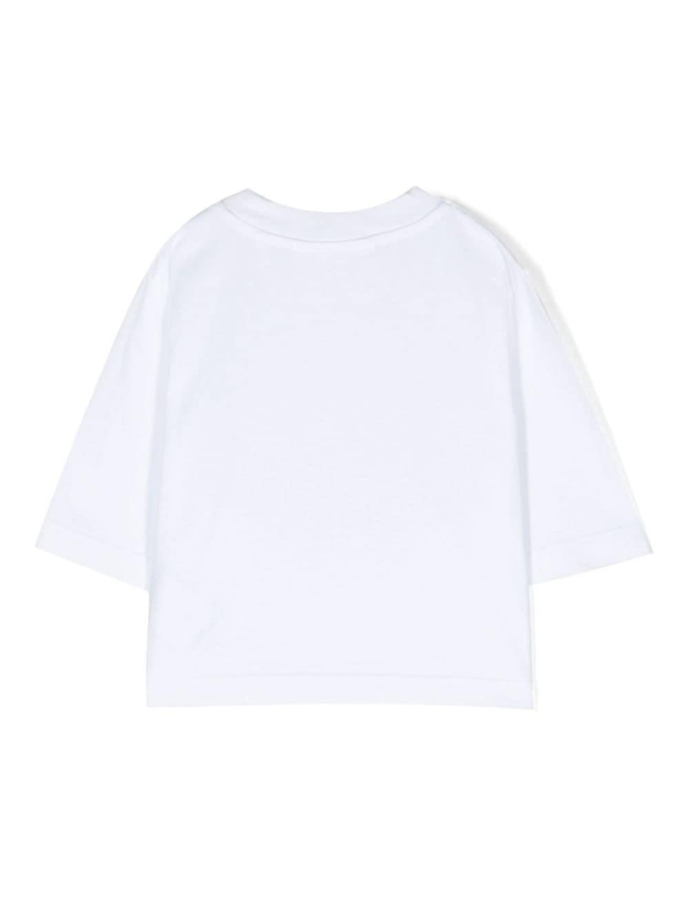 T-shirt bianca/marrone bambina PGAA004C99JER003 0160 PALM ANGELS KIDS 