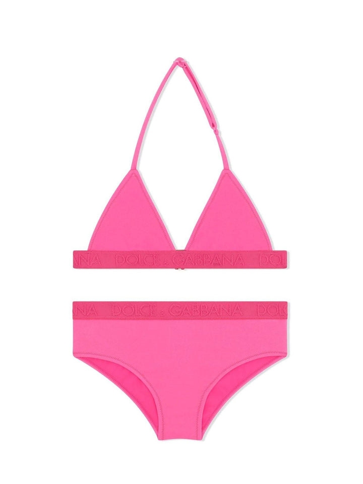 Set bikini fucsia con logo