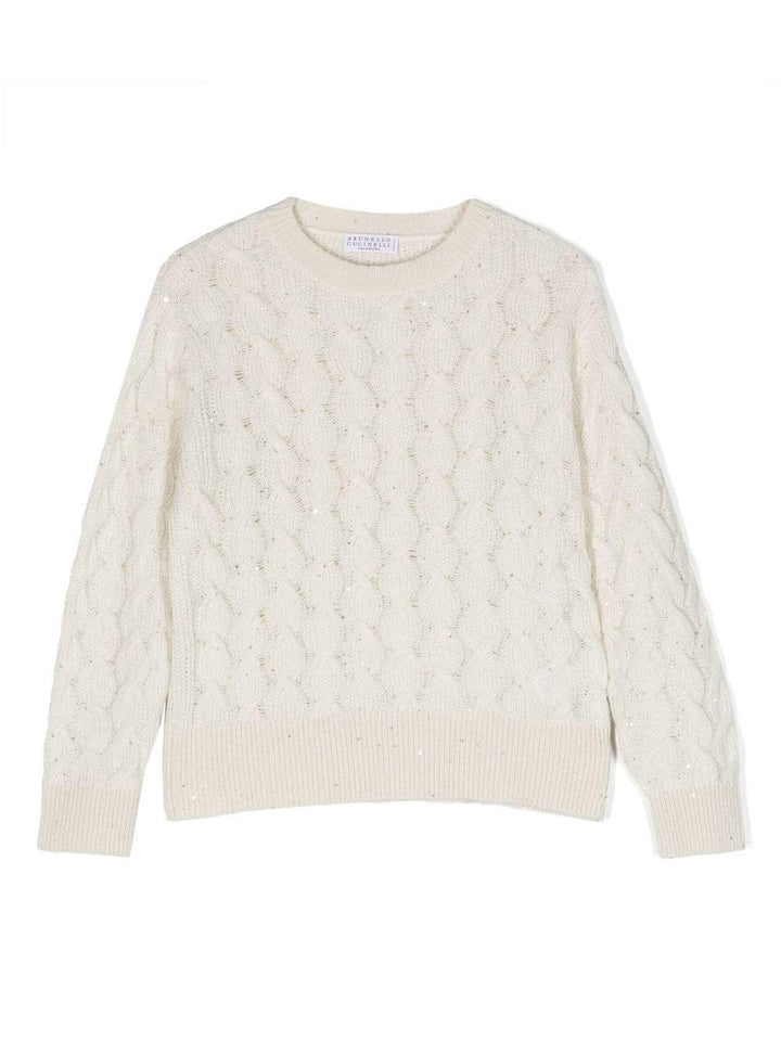 Maglione bianco avorio bambina