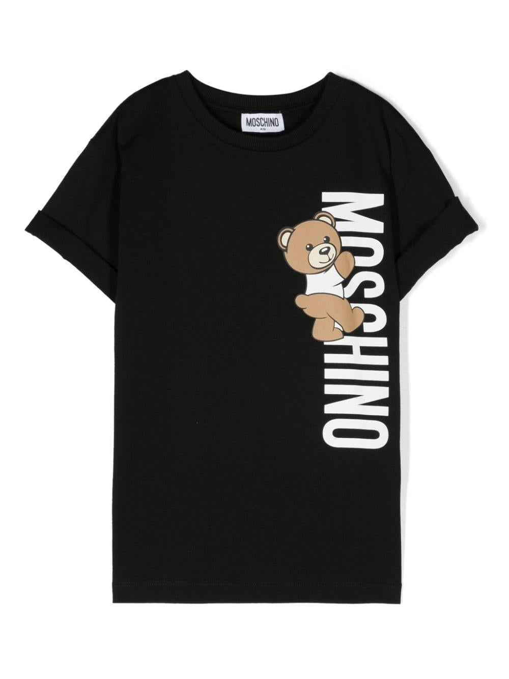 t-shirt nera bambina HVM03RLAA02 60100 MOSCHINO KIDS 