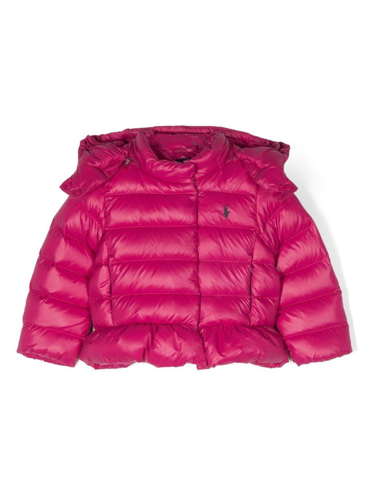 Piumino lampone bambina con ricamo 312880402 006 RALPH LAUREN KIDS 